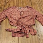 Emory park  Tie Front wrap crop bell sleeve blouse medium Photo 0