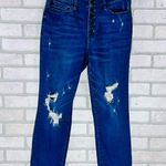 Judy Blue Button Fly Distressed Boyfriend Jeans - Dark Blue Size 7/28 Photo 4
