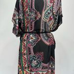Funky People Black & Jewel Tones Paisley Boho Flutter Sleeve Tie Waist Dress L Size L Photo 5
