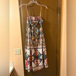 Farm Rio  Amulet Linen Blend Aztec Ikat Beaded Tie Back Midi Dress Photo 6