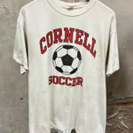 Anvil Vintage Y2K White Cornell Soccer Short Sleeve Unisex Graphic T-Shirt Large L Photo 0