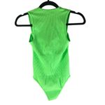 OQQ Womens Bodysuit Ribbed Square Neck Sleeveless Neon Green S Photo 1