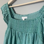 LC Lauren Conrad Green Smocked Ruffle Sleeve Midi Dress Size M Medium Teal Party Photo 3