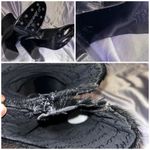 Black Italian leather heeled calf high boot hair upper pointed toe zip up sexy Size 8 Photo 3