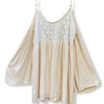 Kaitlyn  Cold Shoulder Tunic Dress Top Cream Photo 0