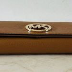Michael Kors Fulton Acorn Brown Leather Large Gusset Carryall Continental Wallet Photo 2