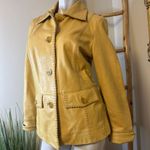 Marvin Richards VINTAGE Whip Stitch Leather Jacket Yellow Cream Beige Medium Photo 5