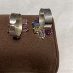 Set of two dangling beaded silver rings pink and multicolored Photo 5