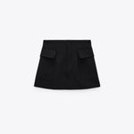 ZARA  Black Cargo Mini Skirt asymmetric closure NWT size M Photo 1