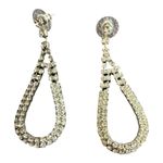 Rhinestone Tear Drop Stud Dangle Earrings Faux Diamond Silver Formal Holiday Photo 0