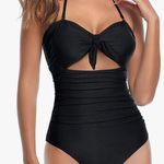 Tempt Me Women Sexy Cutout One Piece Swimsuits Tummy Control High Waisted Halter Front Tie Knot Bathing Suit Photo 0