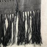 Rock & Roll Cowgirl  L Large Crochet Vest Black Fringe Long Rodeo Whimsigoth Photo 3