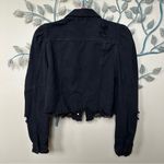 Denim Blvd  Los Angeles black cropped denim distressed jean jacket L Photo 4