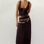 ZARA  brown Lace-Up Women's Top boho bohemian tied Photo 5