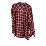 KAVU  plaid rayon popover top red cream lightweight long sleeve casual XL Photo 3