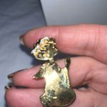 Vintage Gold Tone With Rhinestone Praying Cherub Photo 4
