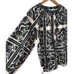 Antonio Melani Preppy Button Front Hartley Printed Top Black & Cream Size Medium Photo 5