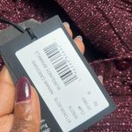 Paige NEW Nanari Metallic Cable Knit V-Neck Cardigan in Burgundy Sparkle Photo 7