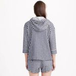 J.Crew  Baja Striped 3/4 Sleeve Hoodie Blue White Small Photo 1