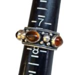 Vintage Sterling Silver Amber Cabochon Ring Sz 7 Photo 3