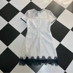 Shoshanna Geo Lace Carter Crochet Mini Dress Eyelet Lacy White Navy Trim Preppy Photo 10