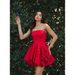 Mac Duggal Ieena Strapless Red Rose Bubble Hem Mini Dress Size 4 NWT Photo 4