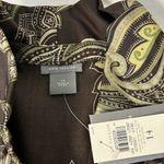 Ann Taylor Ann‎ Taylor 100% Silk Paisley Print brown and green ruffle front blouse Size 14 Photo 3