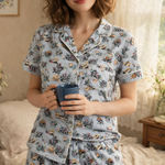 Vera Bradley  Blue Floral Hedgehog Pajama Set | 100% Cotton | Size S | Photo 0