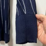 Halogen  Blue Crew Neck Sweater with Vertical Pinstripes Photo 3