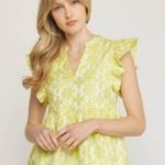 Entro  chartreuse jacquard top Photo 0