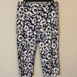 Ralph Lauren Vintage Lauren Women's Sz 12 Floral Casual Stretch Capri Pants Navy Photo 3