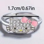 Hello Kitty Licensed Rhinestone with Pink Bow  Adjustable Ring Size 6-9 Photo 1