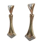 14k 14kt yellow gold diamond dangle drop earrings No Backs Photo 2