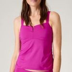 Athleta  Square Neck V Tankini Top Electric Fuchsia Women’s Size 38D/DD Swimwear Photo 0