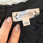 Nanette Lepore Black Floral Lace Blouse, Scalloped Hem Romantic Minimalist Small Photo 10