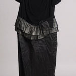 Vintage 1980s Black Velvet Evening Gown Puff Sleeve Ruffle Skirt Formal Dress Size M Photo 0