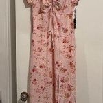 Liberty Love Pink Milkmaid Floral Maxi Dress with High Slit Size Large NWT Photo 0