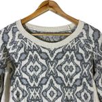 Hinge  Metallic Geometric Knit Sweater Womens XS Gray White Glam Photo 2