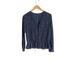 Rails  Beaux Ruffle Waist Silk Blouse In Navy Crescent Moon Photo 1