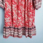 BeachLunchLounge  Red Floral Bohemian Tassle Long Sleeve Dress Photo 2
