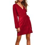 Vacate The Label Dress Women XS Red Velvet Long Sleeve Wrap Dress Holiday Party Photo 7
