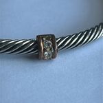 Women’s vintage dainty silver tone cable crystal bangle‎ bracelet one size Photo 2