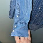 Sundance  Tessa Chambray Pleated Front Snap Button Long Sleeve Shirt Size Medium Photo 3