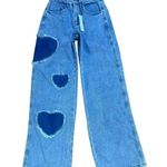 Highway Jeans HEART PATCHWORK HIGH RISE WIDE LEG JEANS SZ. 5 NWT Photo 0
