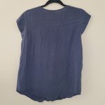 Joie  Navy Button Front Silk Short Sleeve Blouse Photo 4