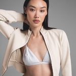 SKIMS  Boyfriend Fleece Track Jacket in Buff, Size Small Photo 2