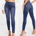 Spanx Distressed Ankle High Rise Skinny Jeans: Medium Wash Photo 1