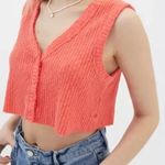 BDG NWT URBAN OUTFITTERS WOMEN'S SEB CROPPED SWEATER VEST IN CORAL SIZE SMALL Photo 2