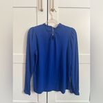 Boden Royal Blue Long Sleeve Top with Ruffle Neckline Size undefined Photo 1