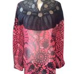 Kyra Kreations blouse sheer butterfly wing sleeves embellished Sz SM NWT sample Photo 0